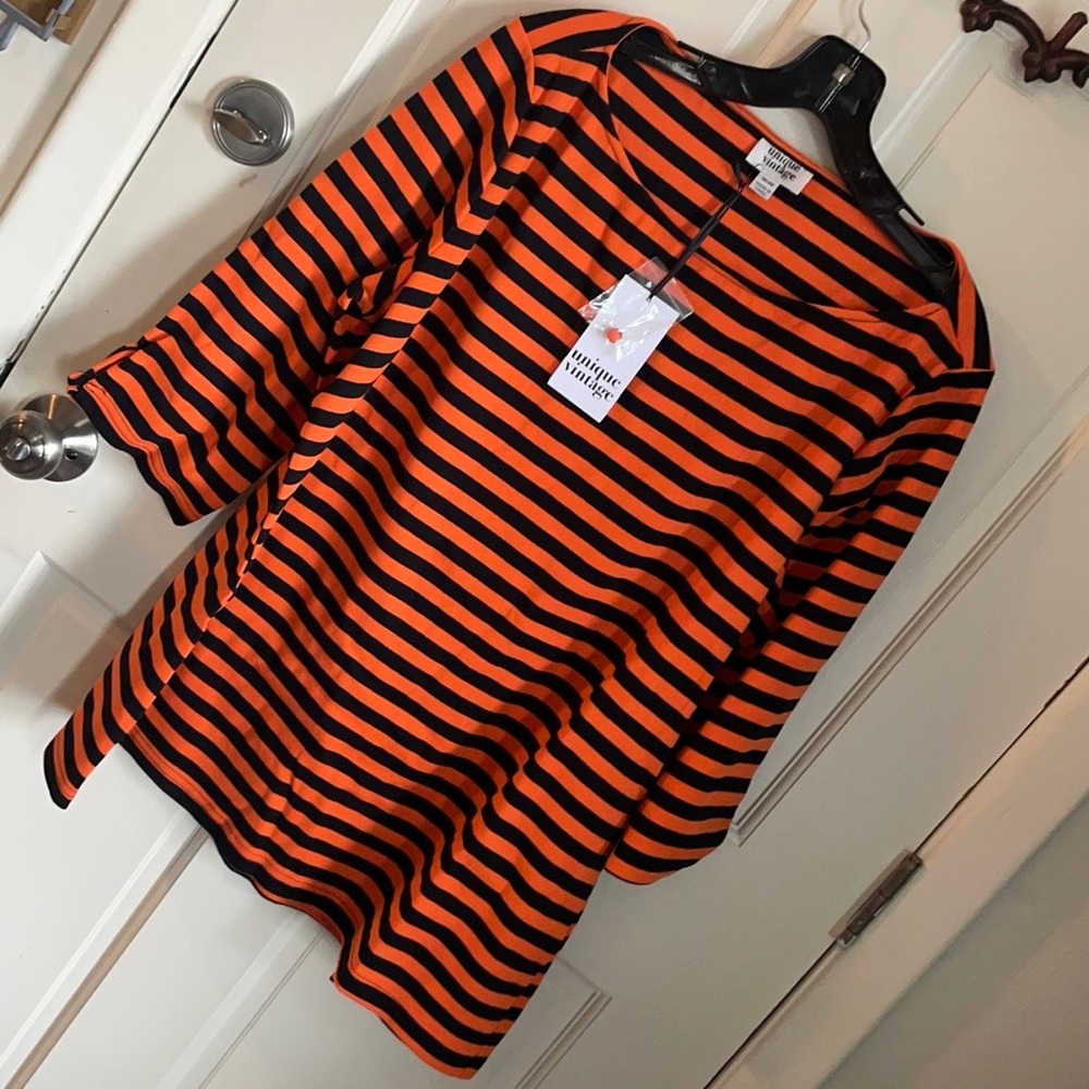 Unique Vintage Gracie top halloween orange black